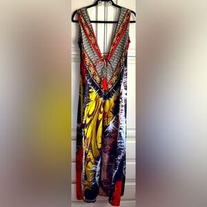 🔥 NWT Lotta Stensson "Fall Fire" Embellished Slit Maxi Dress - M 🔥